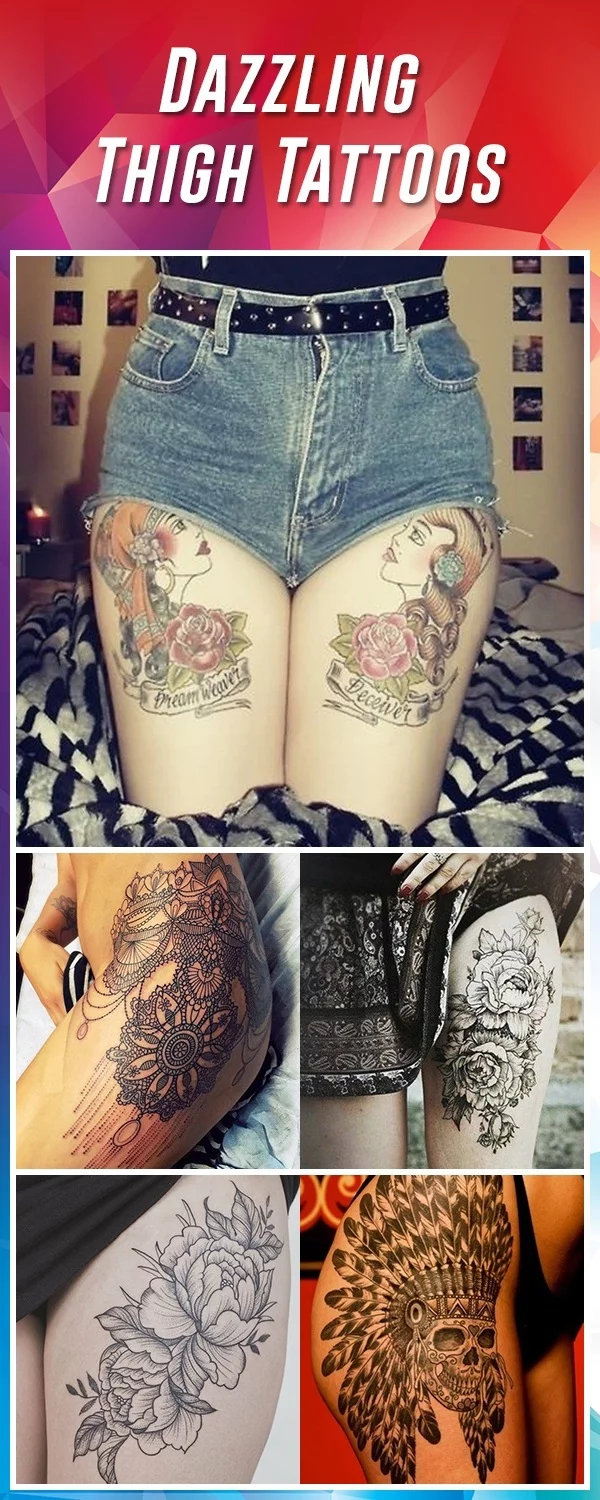 56 Delightful Expression Tattoos Ideas and Design For Thigh  Psycho Tats