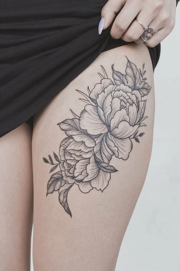front thigh butterfly and flowers tattooTikTok Search