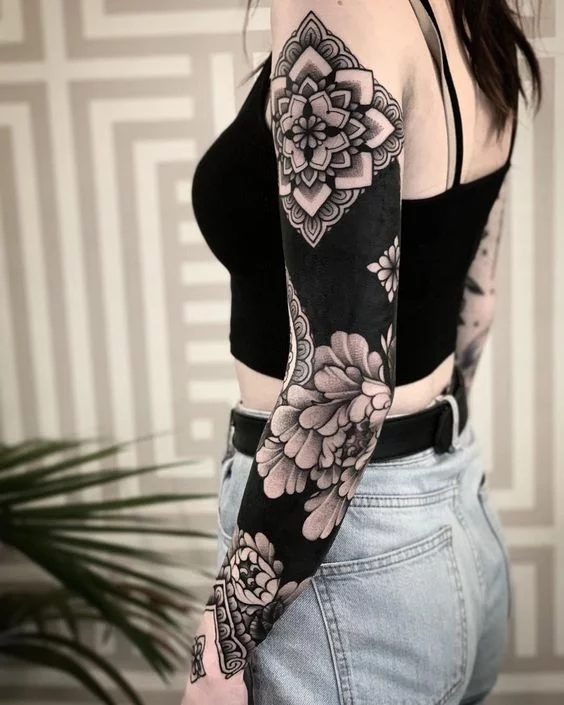 Vibrant rose on a blackout sleeve tattoo tattoos  YouTube