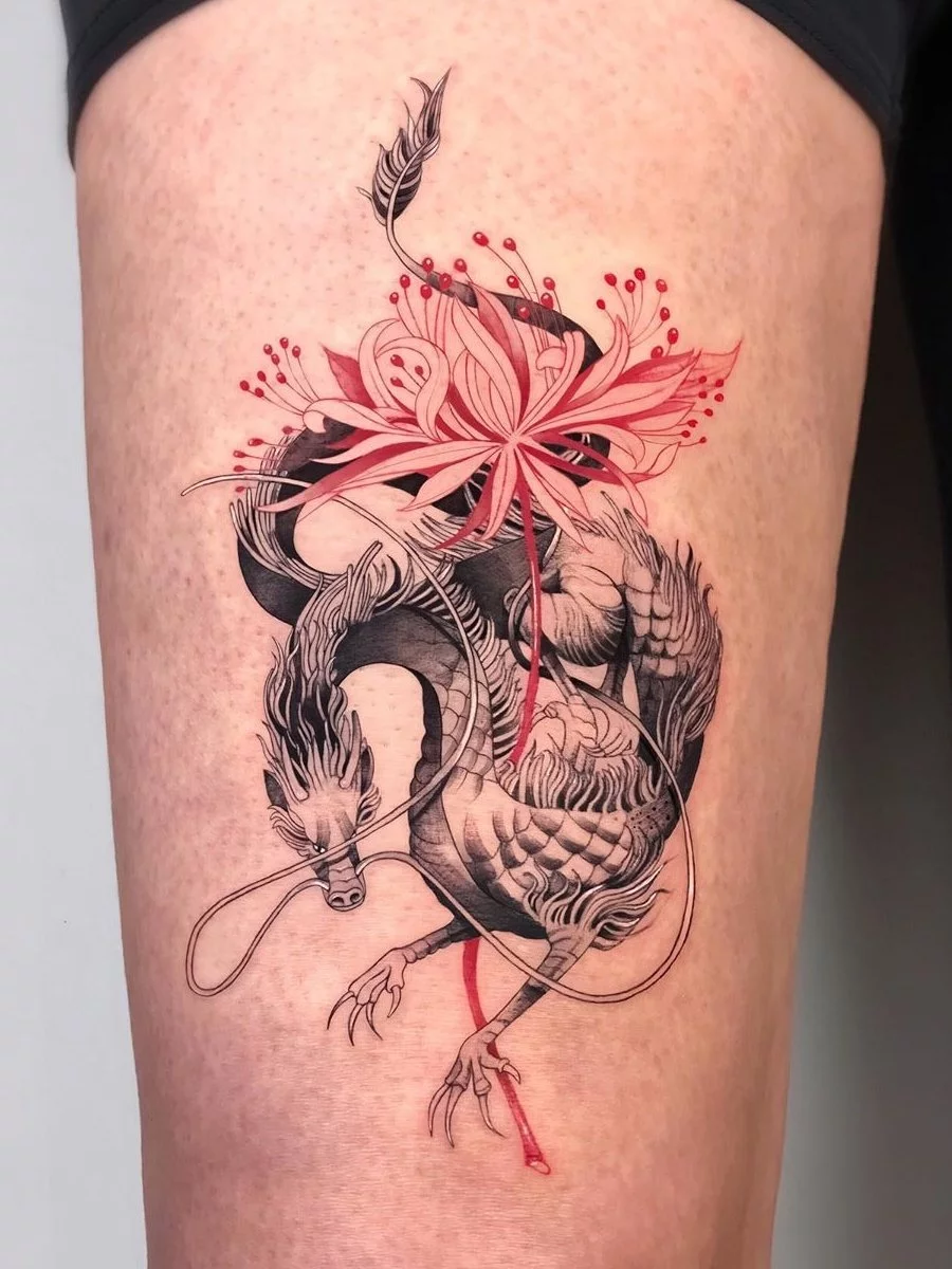Flower Dragon Tattoo  Get an InkGet an Ink