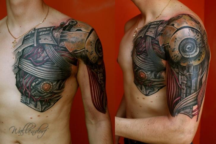 biomechanical chest tattoo