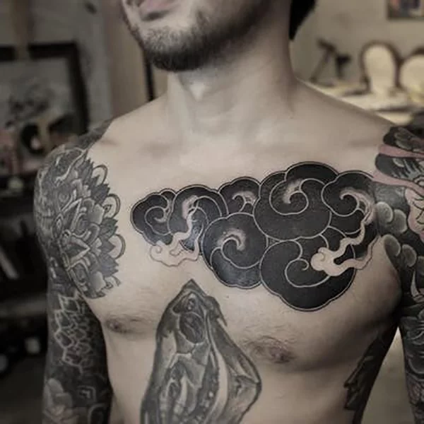 50 Cloud Chest Tattoos For Men  Blue Sky Ink Design Ideas