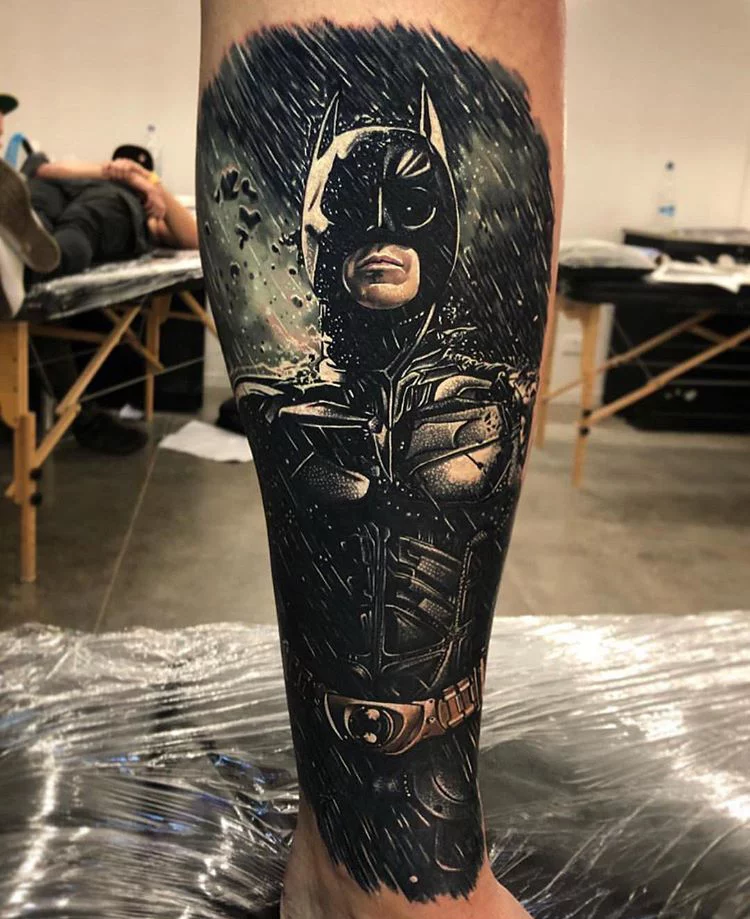 Fantasy Batman Joker Thigh Tattoo by Grimmy 3D Tattoo