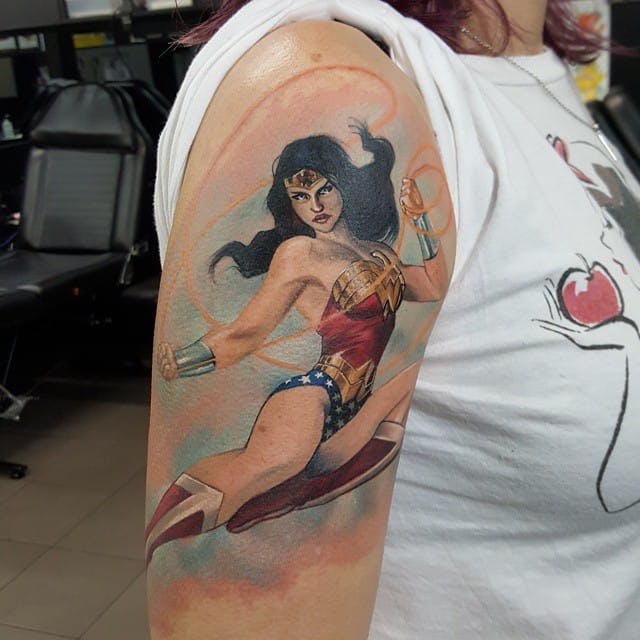 Wonder woman forearm tattoo  Wonder woman tattoo Forearm tattoo women Sleeve  tattoos for women