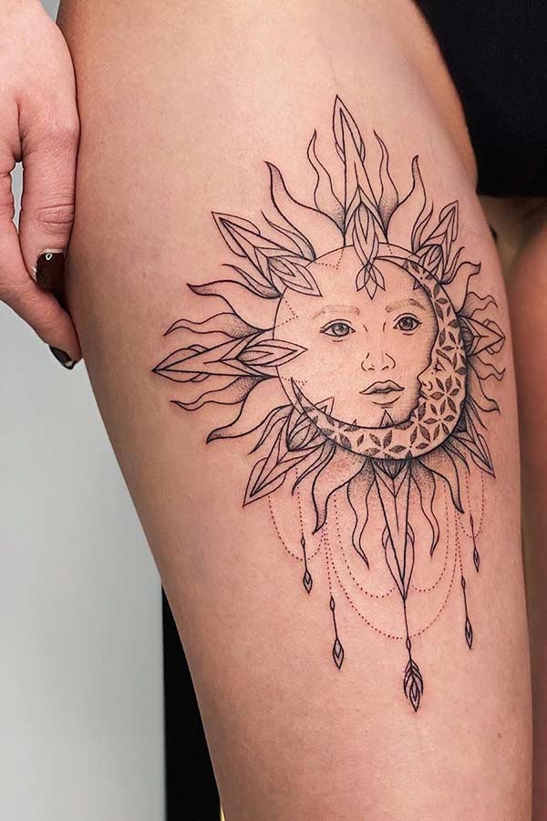 Details more than 76 sun thigh tattoo latest  ineteachers