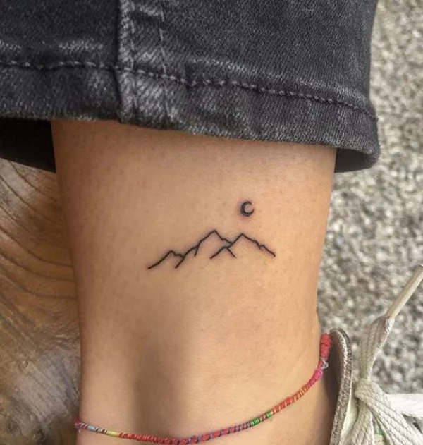 Triple mountain tattoo on the ankle  Tattoogridnet