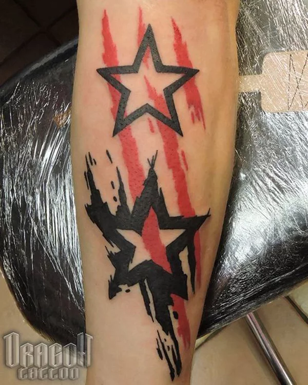 tattoo sticker with banner of a star 12117691 Vector Art at Vecteezy